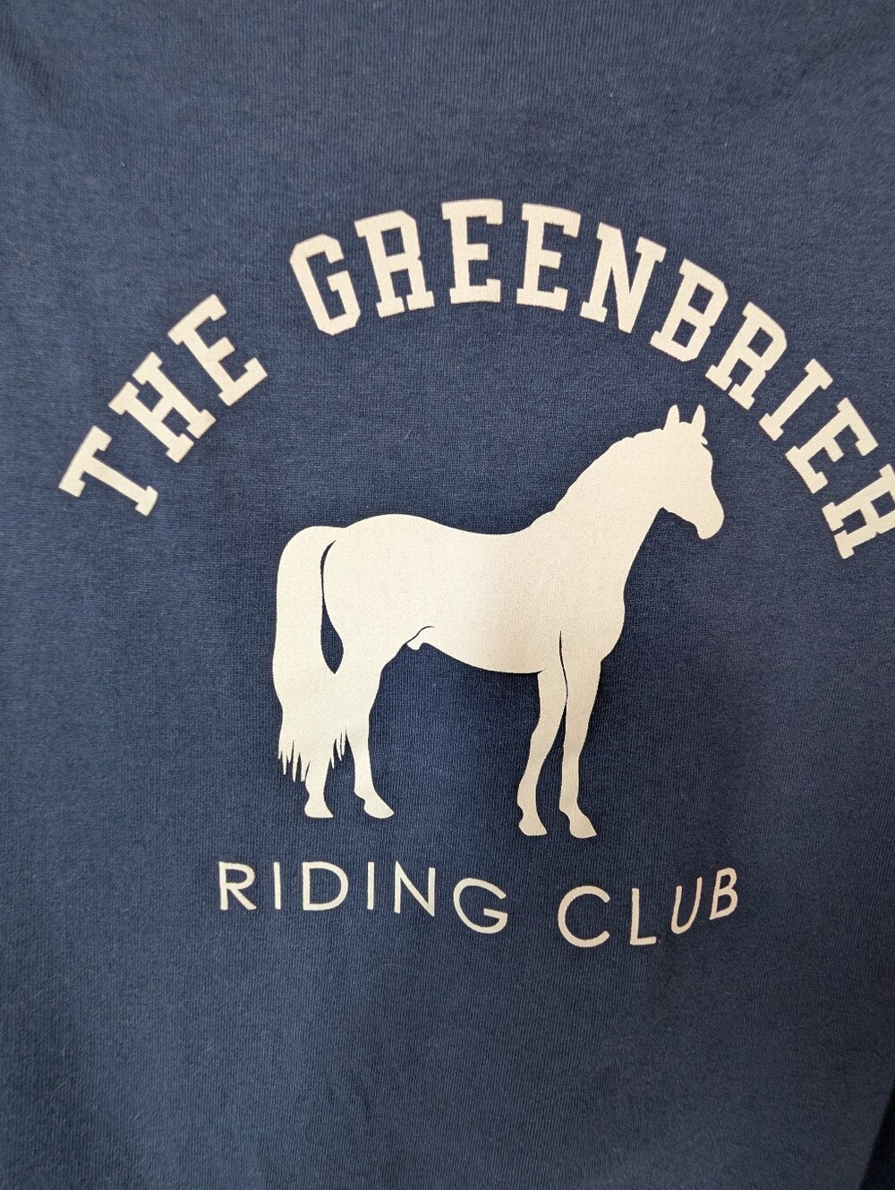 The Greenbrier Riding Club Long Sleeve Tee - Navy with White Print